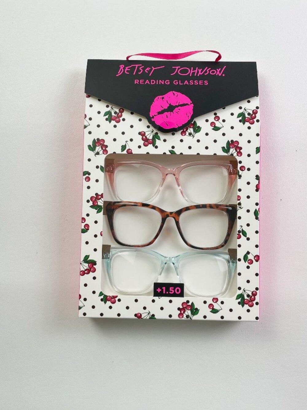 Betsey Johnson 3 Pack Reading Glasses +1.50 Pink Tortoise Blue New